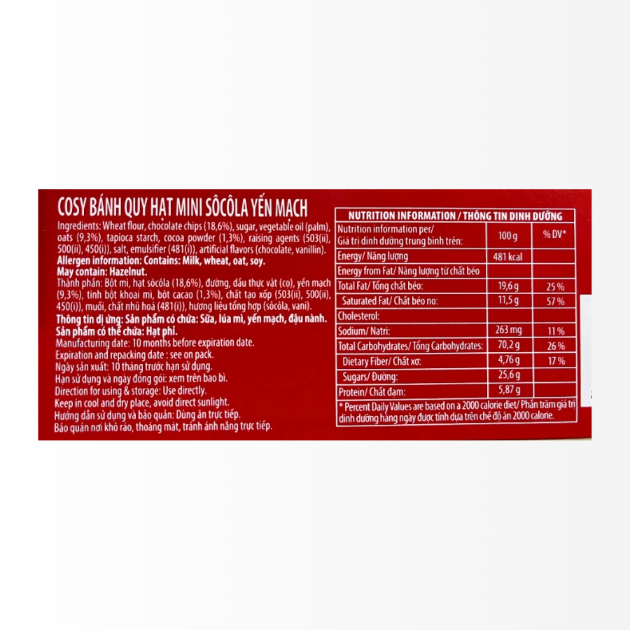 Bánh Quy Hạt Mini COSY Socola Yến Mạch