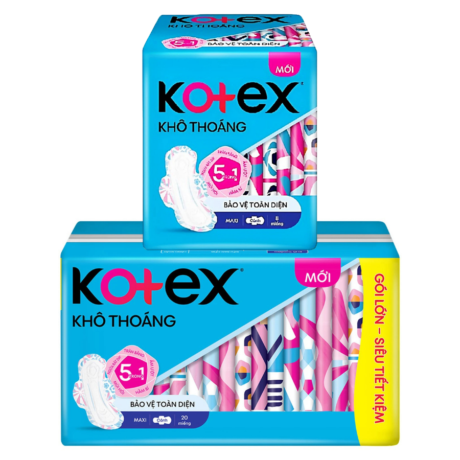 KOTEX Khô Thoáng Bảo Vệ Toàn Diện Dày Maxi