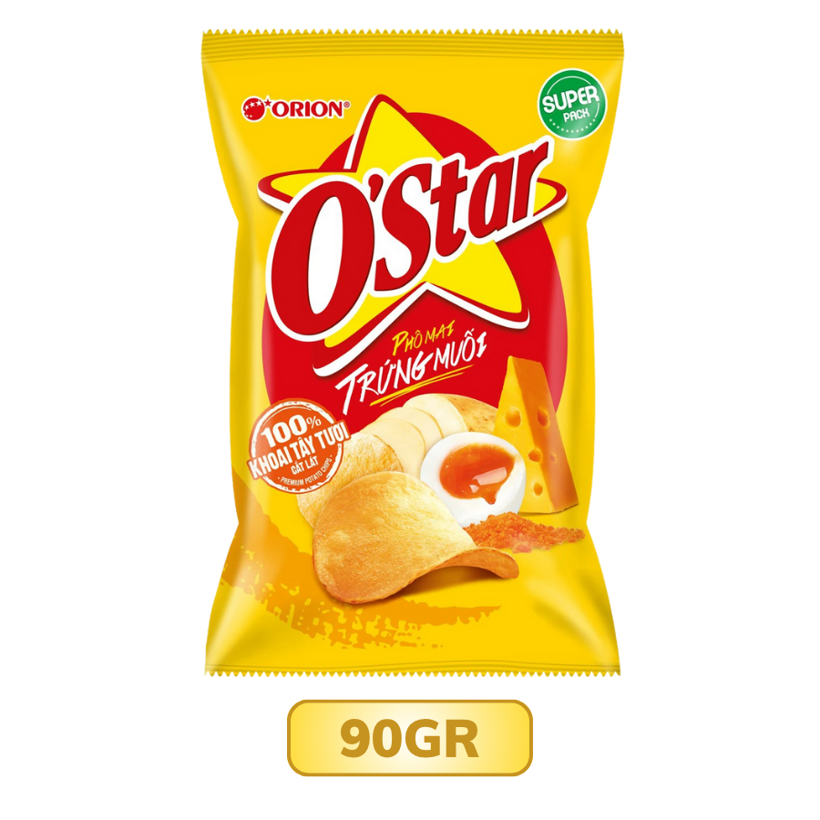 Snack khoai tây vị phô mai trứng muối O'Star gói 32G/ 56G/ 90G
