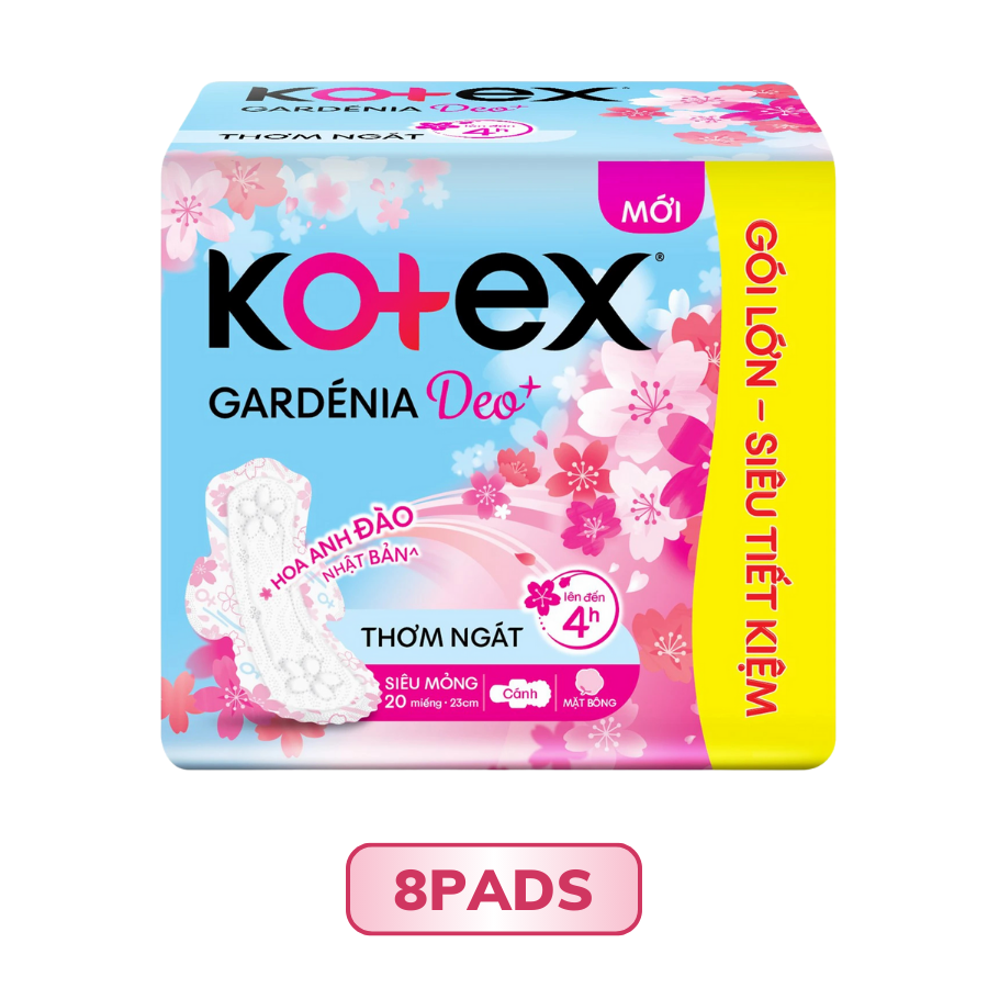Kotex Gardenia Deo+ Hoa Anh Đào Siêu Mỏng Cánh 20 Miếng