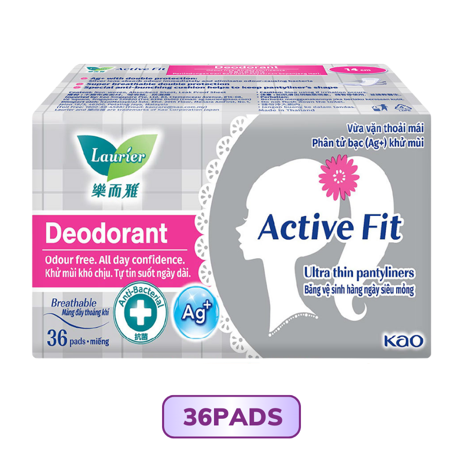Laurier Active Fit Miếng Lót Hàng Ngày Khử Mùi - Kháng Khuẩn