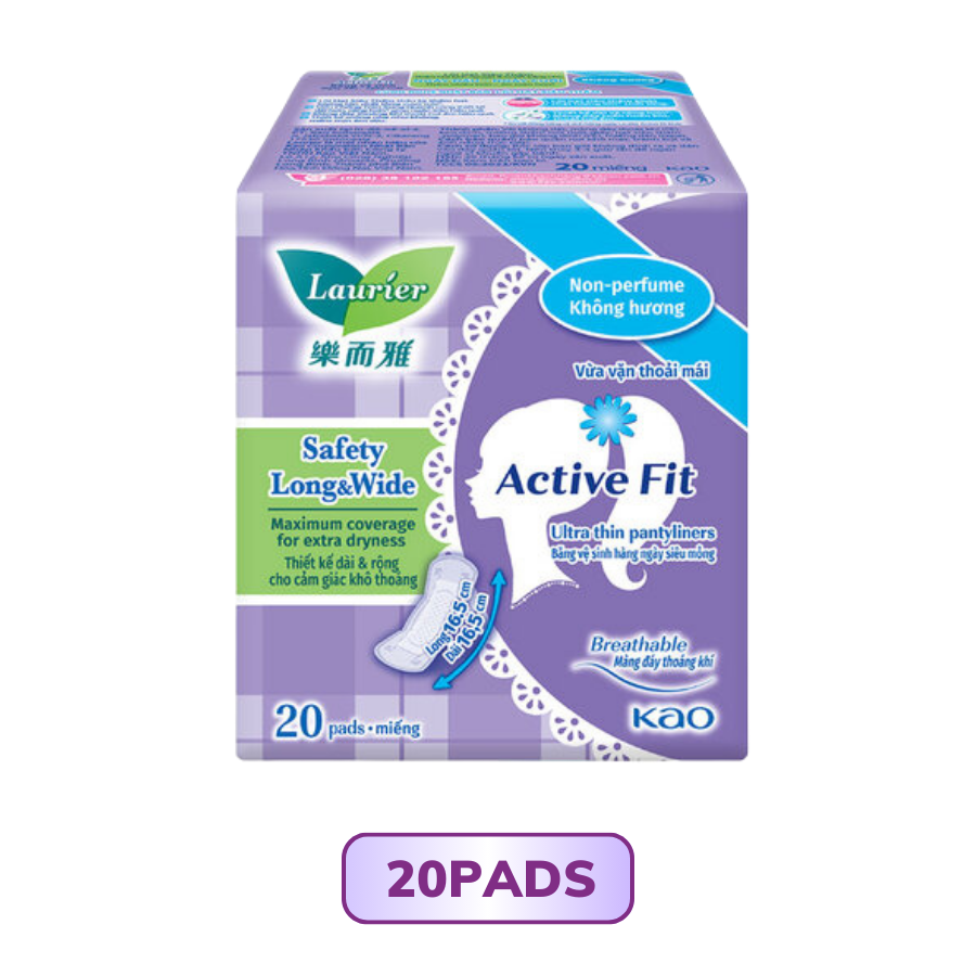Băng vệ sinh hàng ngày Laurier Active Fit Siêu Thấm không hương