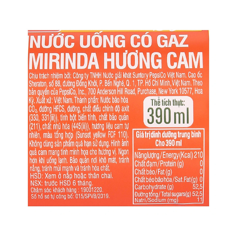 Nước ngọt Mirinda cam 390ML/1.5L
