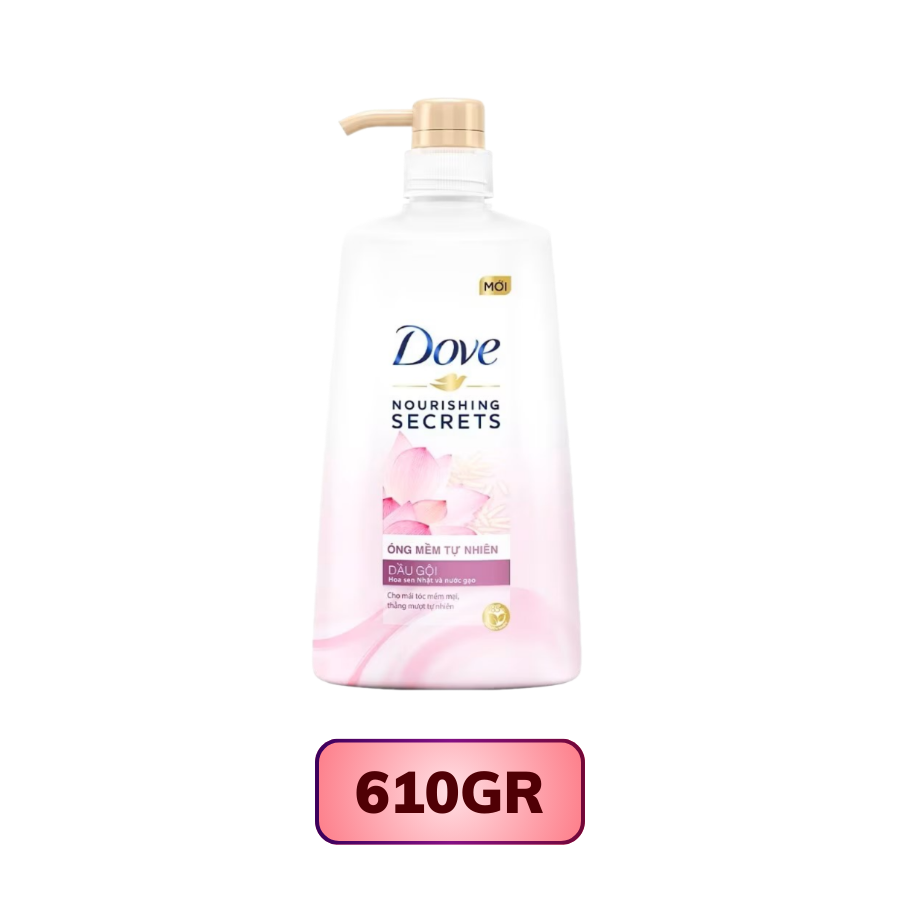 Dầu gội Dove dưỡng tóc suôn mềm chiết xuất hoa sen nhật và nước gạo 610G