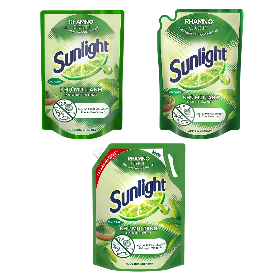 Túi nước rửa chén Sunlight khử mùi tanh matcha trà Nhật