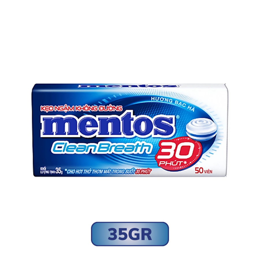 Kẹo Ngậm Không Đường Mentos Clean Breath Hương Bạc Hà Hộp