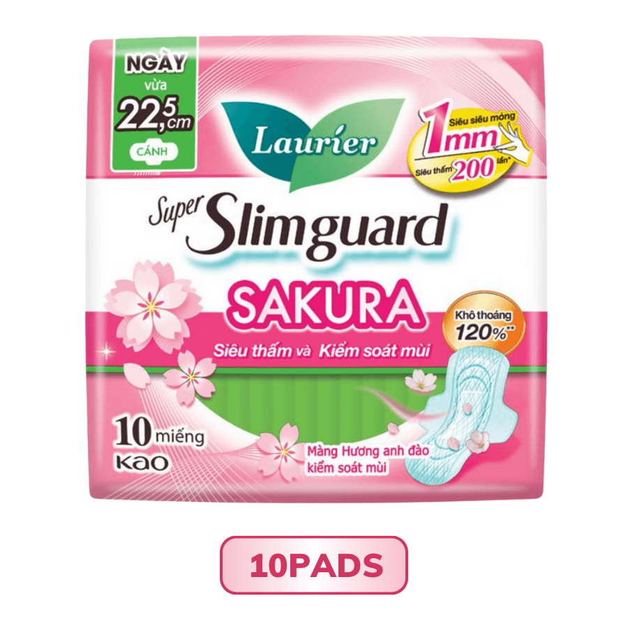 Laurier Super Slimguard Siêu Mỏng 1mm hương Anh đào 22.5cm 10M