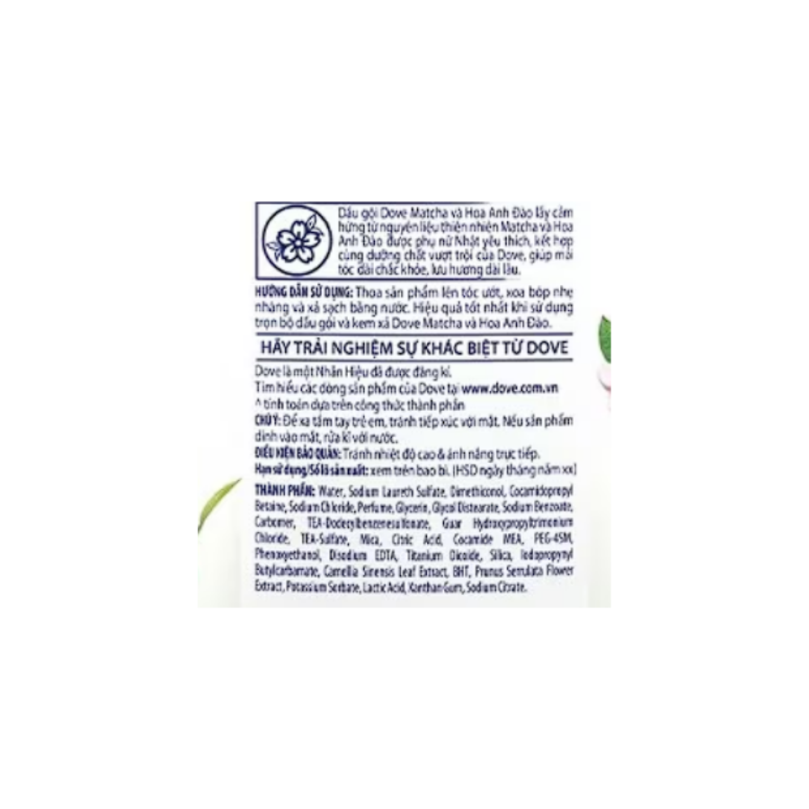 Dầu gội Dove Matcha và Hoa Anh Đào 640G