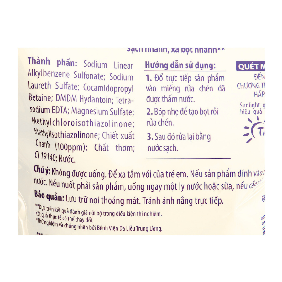 Túi nước rửa chén Sunlight Chanh 100 đánh bay dầu mỡ