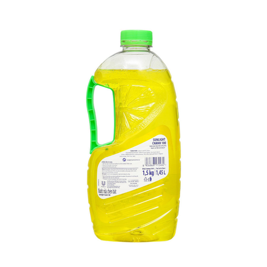 Nước rửa chén Sunlight Chanh 100 đánh bay dầu mỡ cứng đầu chai 750G/ 1.5KG