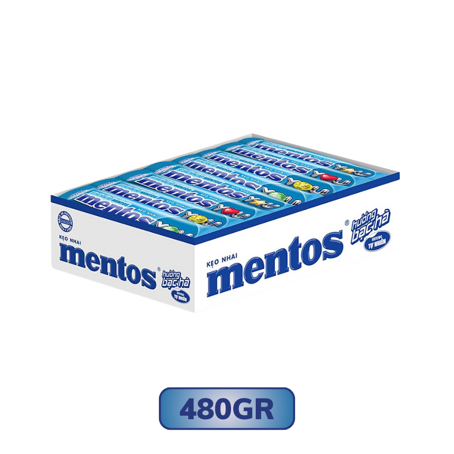 Kẹo Nhai Mentos Bạc Hà Gói Hộp Thỏi