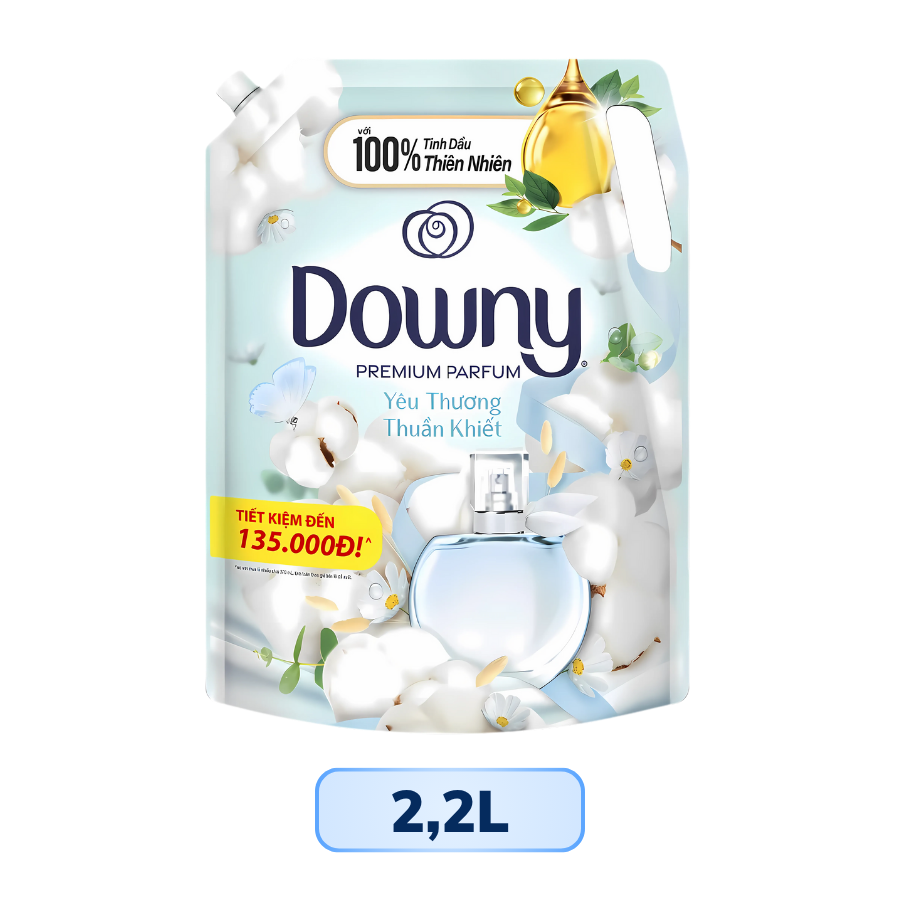 Nước xả vải Downy tinh dầu thiên nhiên yêu thương thuần khiết túi 2.2L/ 3L/ 3.5L