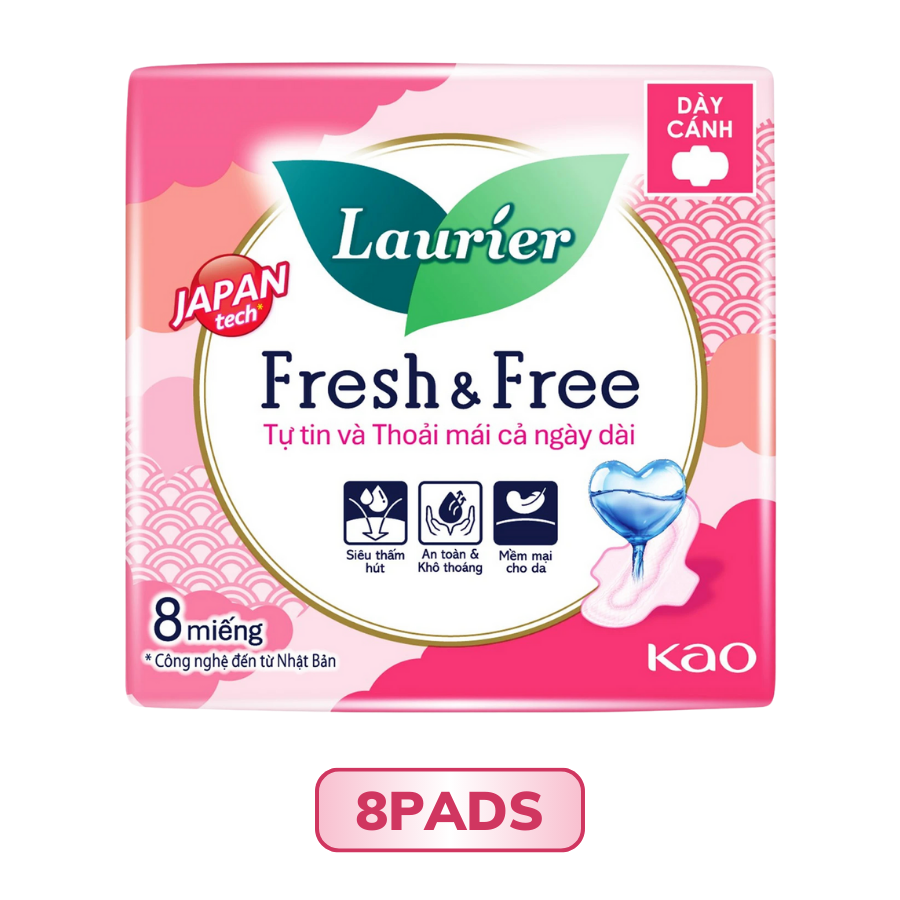 Băng vệ sinh Laurier Fresh & Free Ban Ngày Dày Cánh 20M