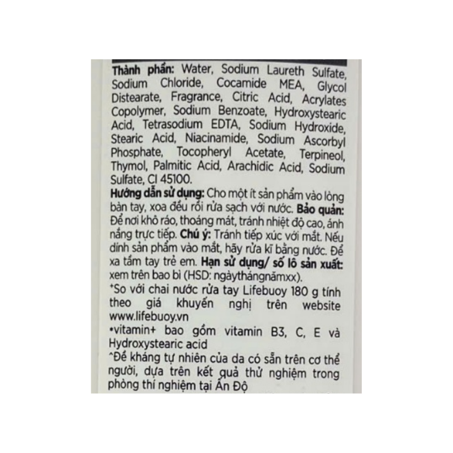 Nước Rửa Tay Lifebuoy Công thức Vitamin+ Bảo Vệ Vượt Trội