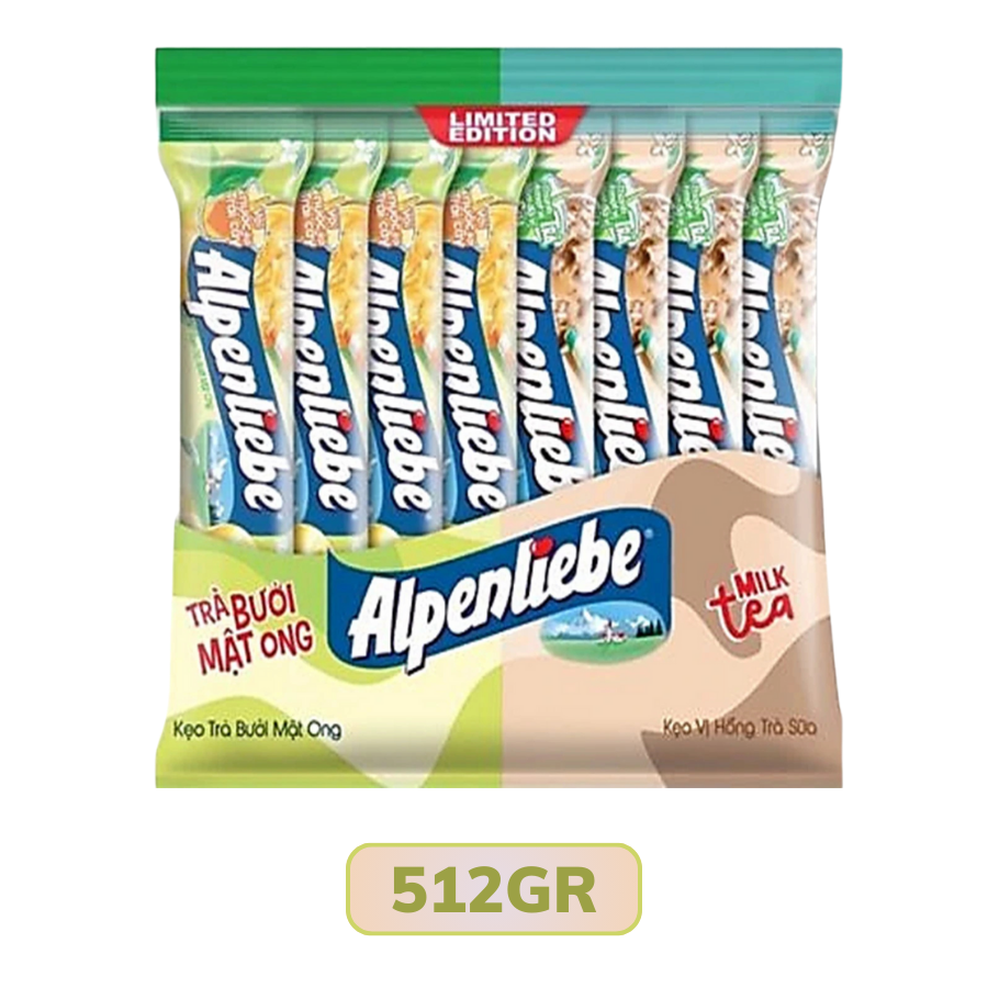 Kẹo Alpenliebe Mix 2 loại hương hồng trà sữa và trà bưởi mật ong