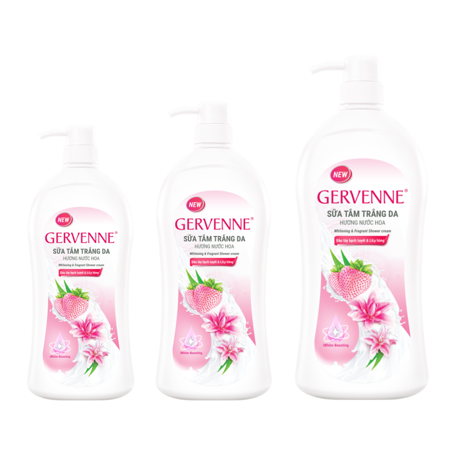 Sữa Tắm Gervenne Trắng Da Dâu tây bạch tuyết và lily hồng