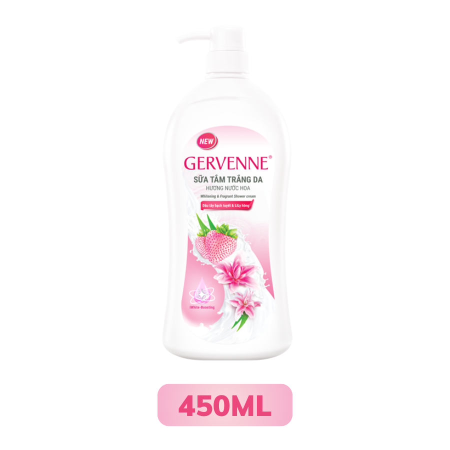 Sữa Tắm Gervenne Trắng Da Dâu tây bạch tuyết và lily hồng