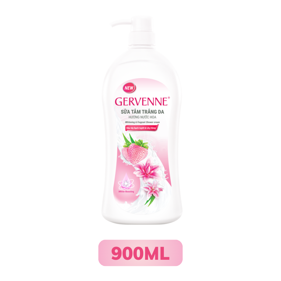 Sữa Tắm Gervenne Trắng Da Dâu tây bạch tuyết và lily hồng
