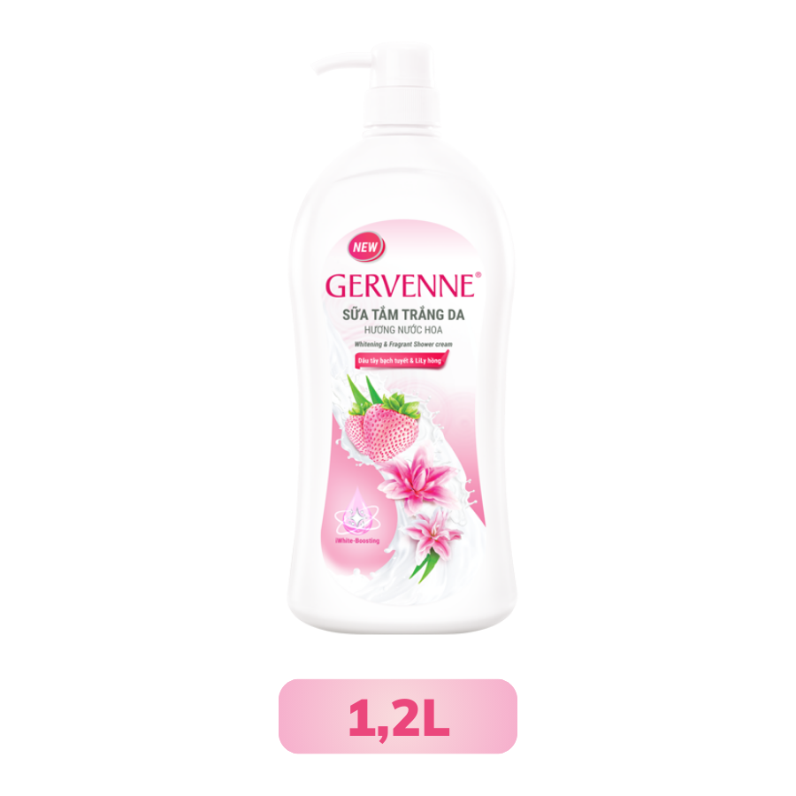 Sữa Tắm Gervenne Trắng Da Dâu tây bạch tuyết và lily hồng