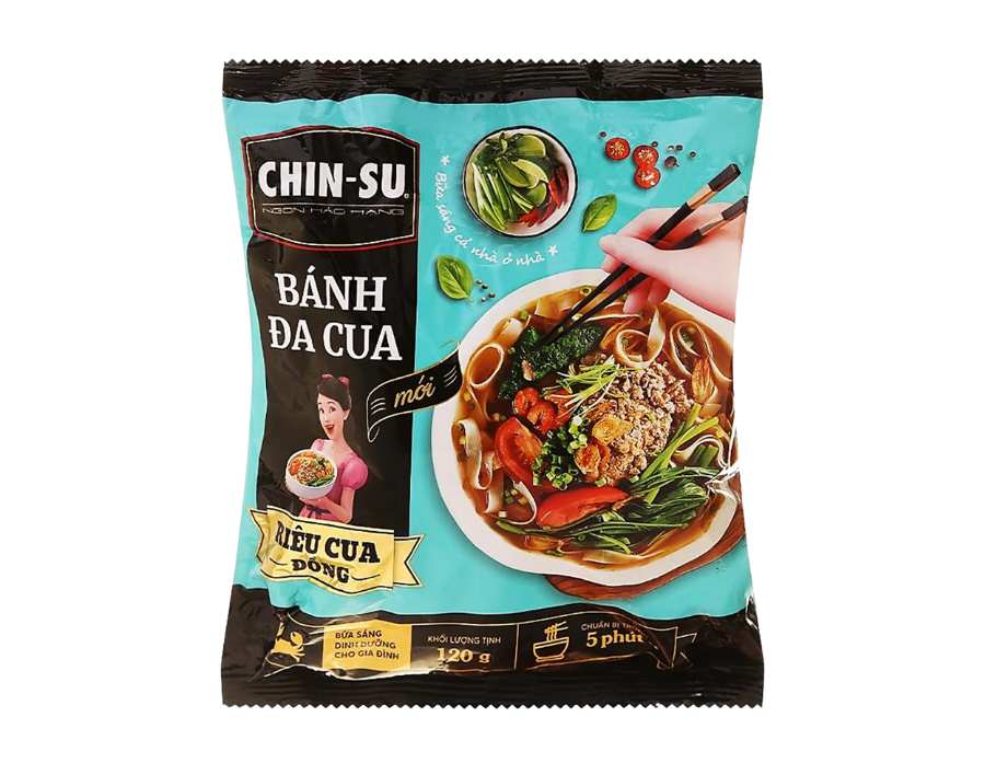 Bánh đa cua Chin-su riêu cua đồng Gói 120G/ Hộp 135G