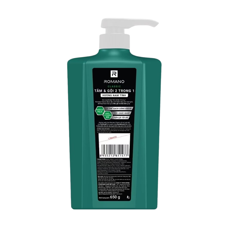 Dầu Tắm Gội Romano 2in1 Classic