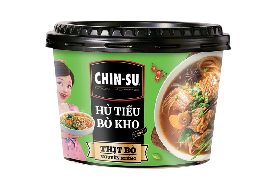 Hủ tiếu bò kho Chin-su thịt bò nguyên miếng gói 152G/ Hộp 145G