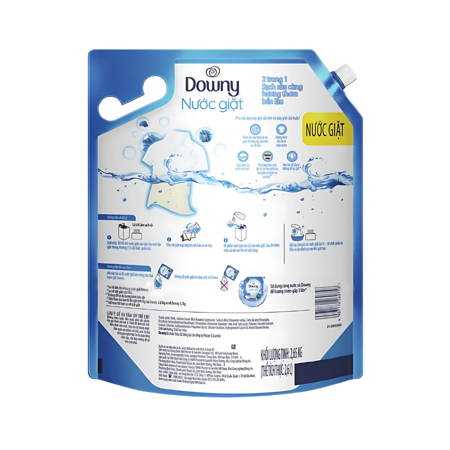 Nước giặt Downy 2 trong 1 biển xanh tươi mát túi 2KG/ 3.05KG
