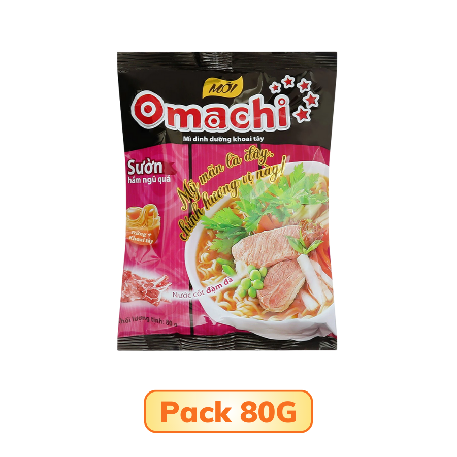 Mì khoai tây Omachi sườn hầm ngũ quả Hộp 68G/ 72G/ 95G/ Gói 80G
