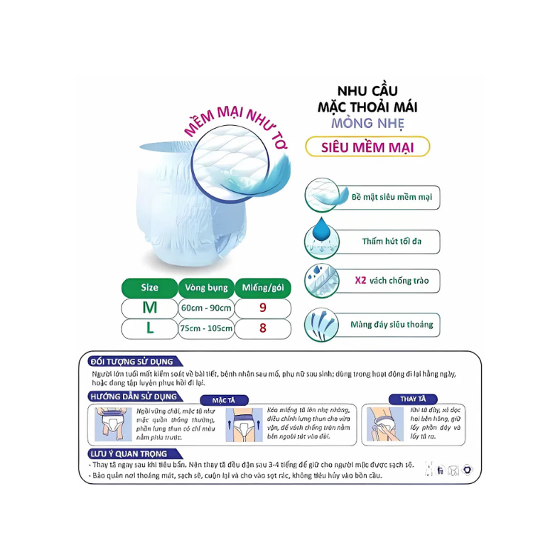 Bỉm - Tã dán người lớn Sunmate Siêu Mềm Mại