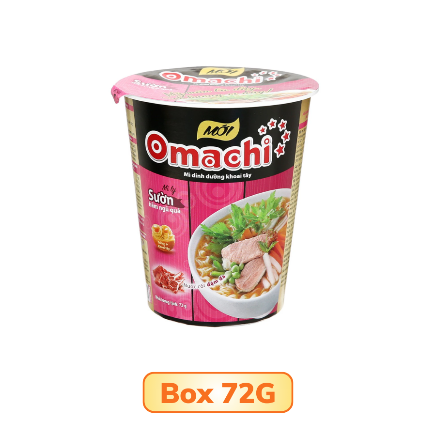 Mì khoai tây Omachi sườn hầm ngũ quả Hộp 68G/ 72G/ 95G/ Gói 80G