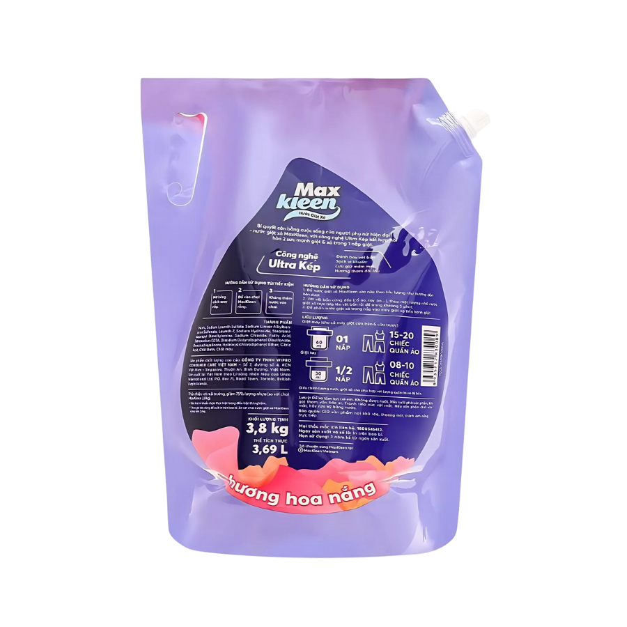 Nước giặt xả MaxKleen hương hoa nắng túi 2.4KG/ 3.8KG