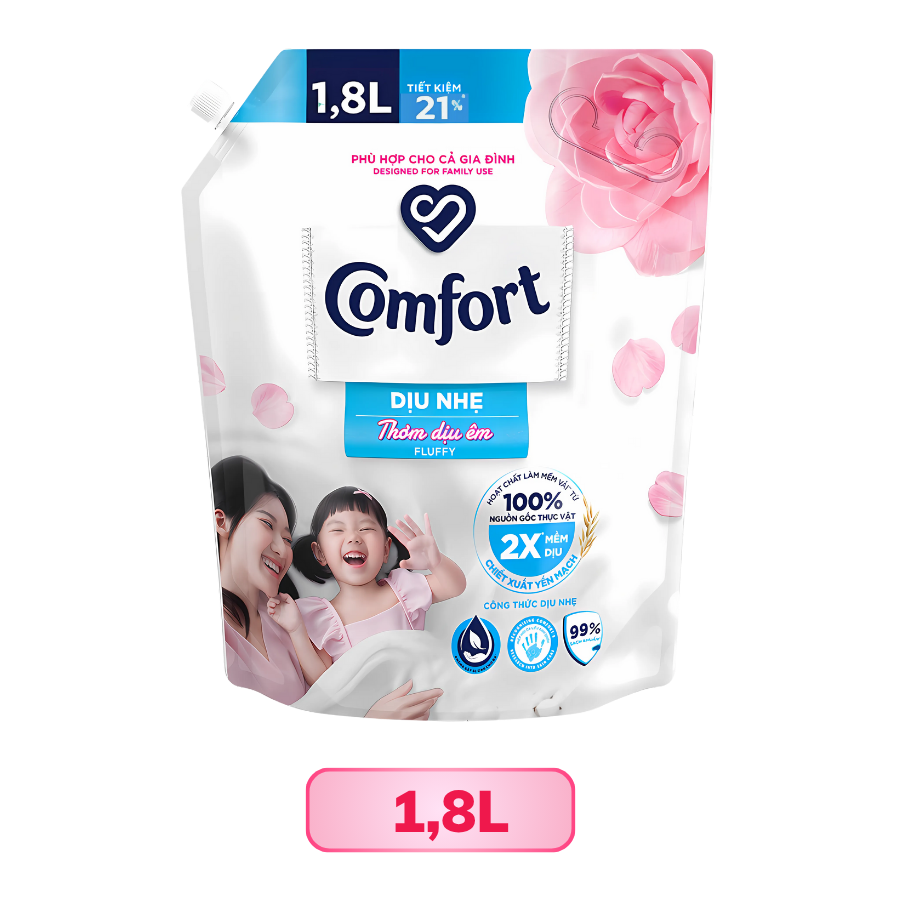 Nước xả vải Comfort dịu nhẹ thơm dịu êm túi 1.8L/ 3.2L/ 3.8L