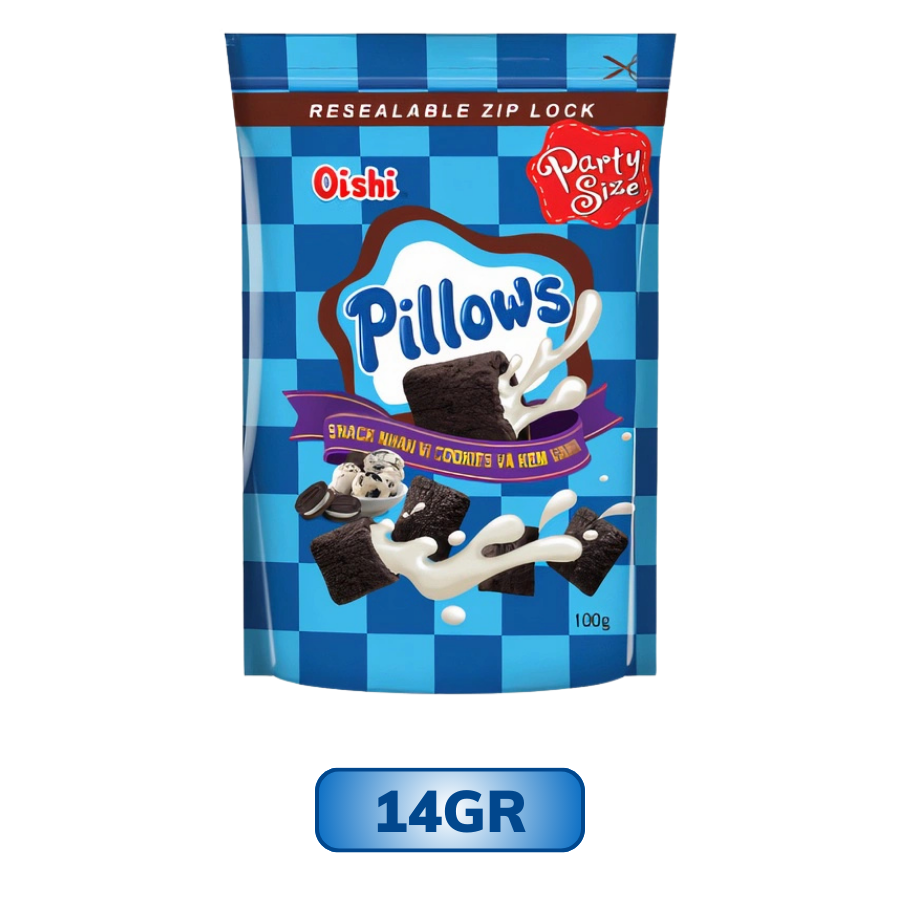 SNACK OISHI PILLOWS VỊ COOKIES VÀ KEM VANI 14G/85G