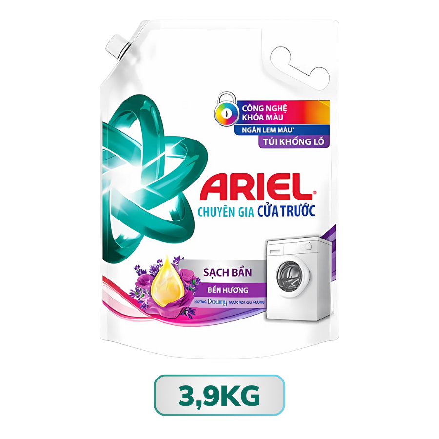 Nước giặt Ariel chuyên gia cửa trước sạch bẩn hương hoa oải hương