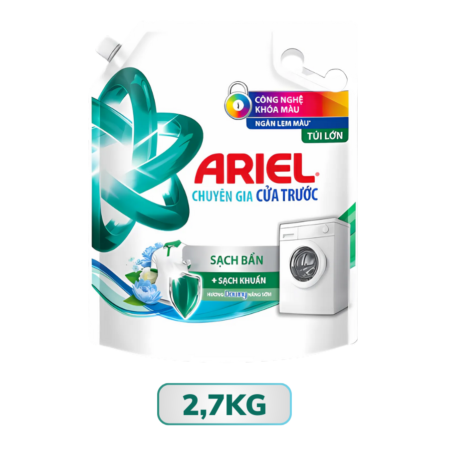Nước giặt Ariel chuyên gia cửa trước sạch bẩn hương nắng sớm