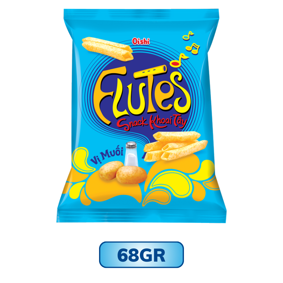 Snack khoai tây vị muối Oishi Flutes gói 12G/32G/68G