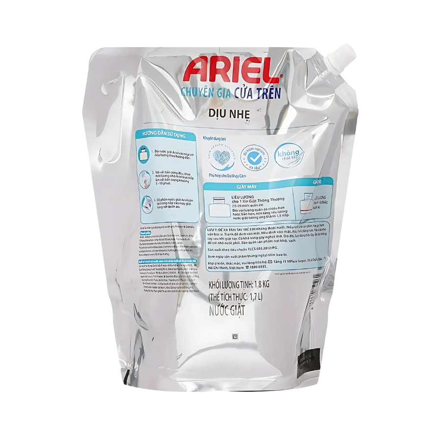 Nước giặt Ariel chuyên gia cửa trên dành cho da nhạy cảm