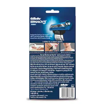 Gillette Mach3 Turbo 3D Motion Razor Set (1 Handle + 2 Cartridges + 1 Blade Protector)