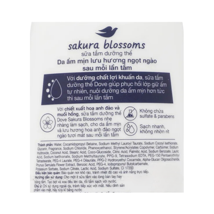 Sữa Tắm Serum Dove Hoa Sakura & Muối Hồng Radiance Làm Sạch Và Mềm Mịn Da