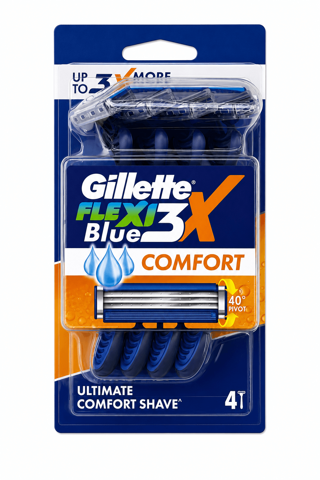 Gillette Flexi Blue 3X Comfort Disposable Razor Pack of 4