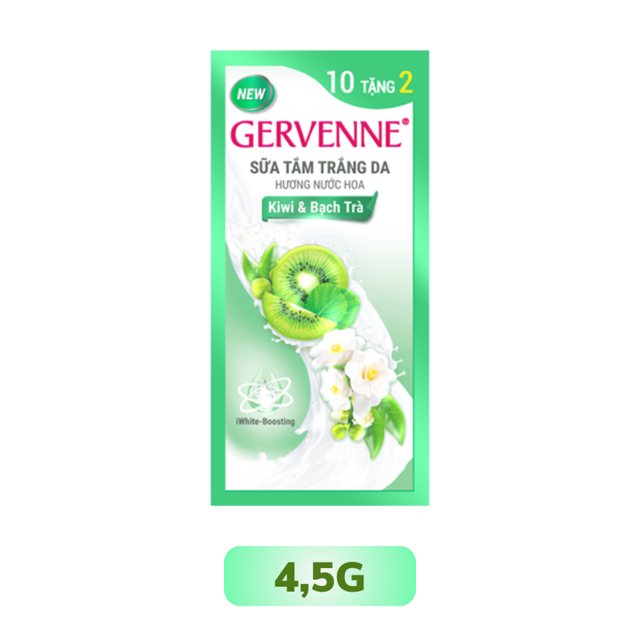 Sữa Tắm Trắng Da Và Hương Nước Hoa Kiwi và Bạch Trà Gervenne