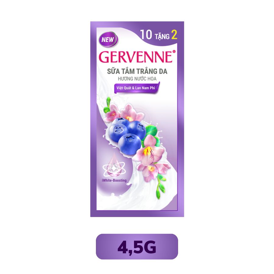 Sữa Tắm Trắng Da Và Hương Nước Hoa Kiwi và Bạch Trà Gervenne