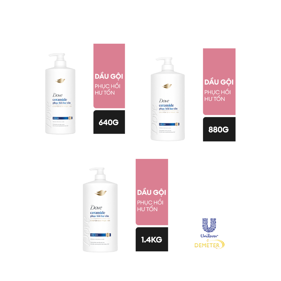 Dầu gội Dove Ceramide phục hồi hư tổn 640G/ 880G/ 1.4KG