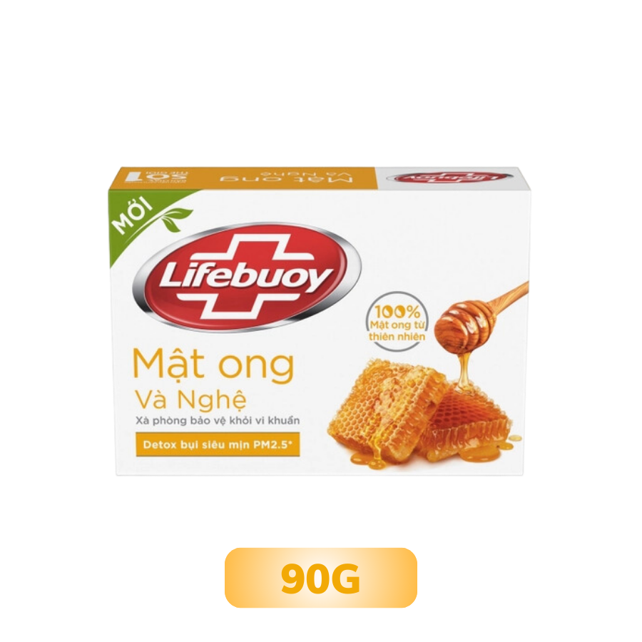 Xà Bông Cục Lifebuoy 90g Mật Ong & Nghệ Từ Thiên Nhiên Giúp Bảo Vệ Khỏi 99.9% Vi Khuẩn Gây Bệnh