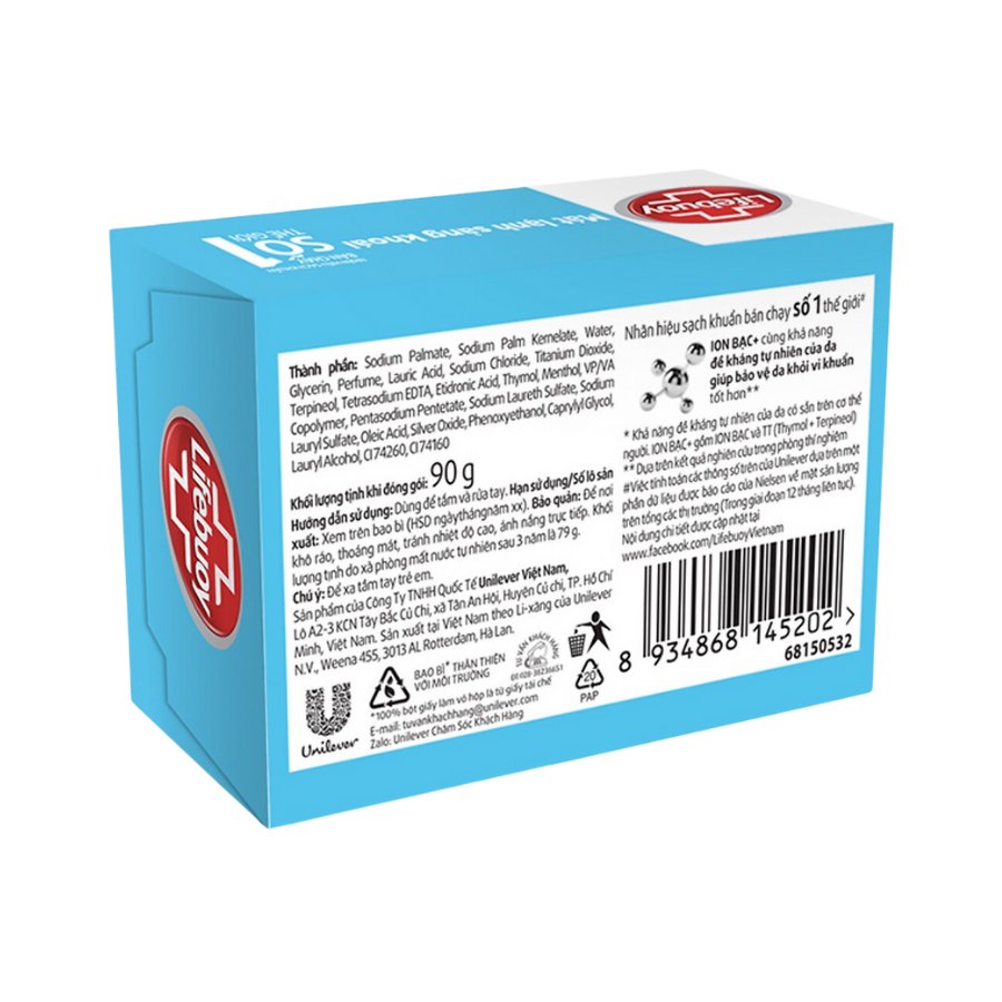 Xà bông cục Lifebuoy Bạc hà mát lạnh