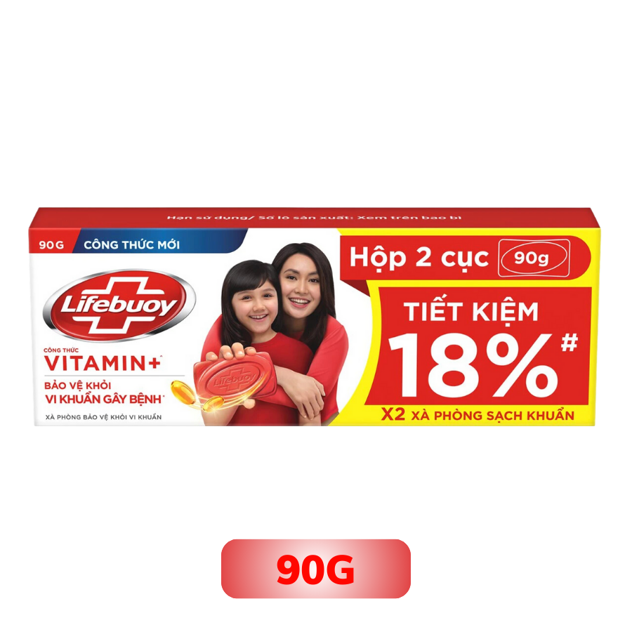 Hộp 2 xà bông cục Lifebuoy Vitamin+