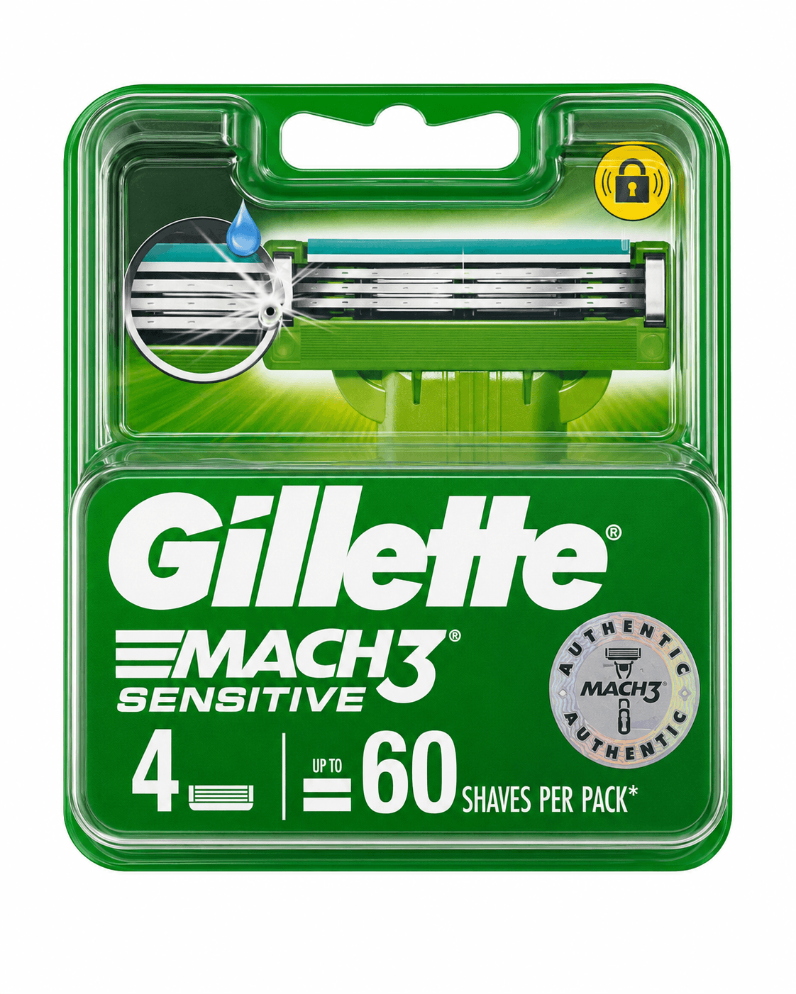 Gillette Mach3 Sensitive Replacement Cartridges Pack of 4
