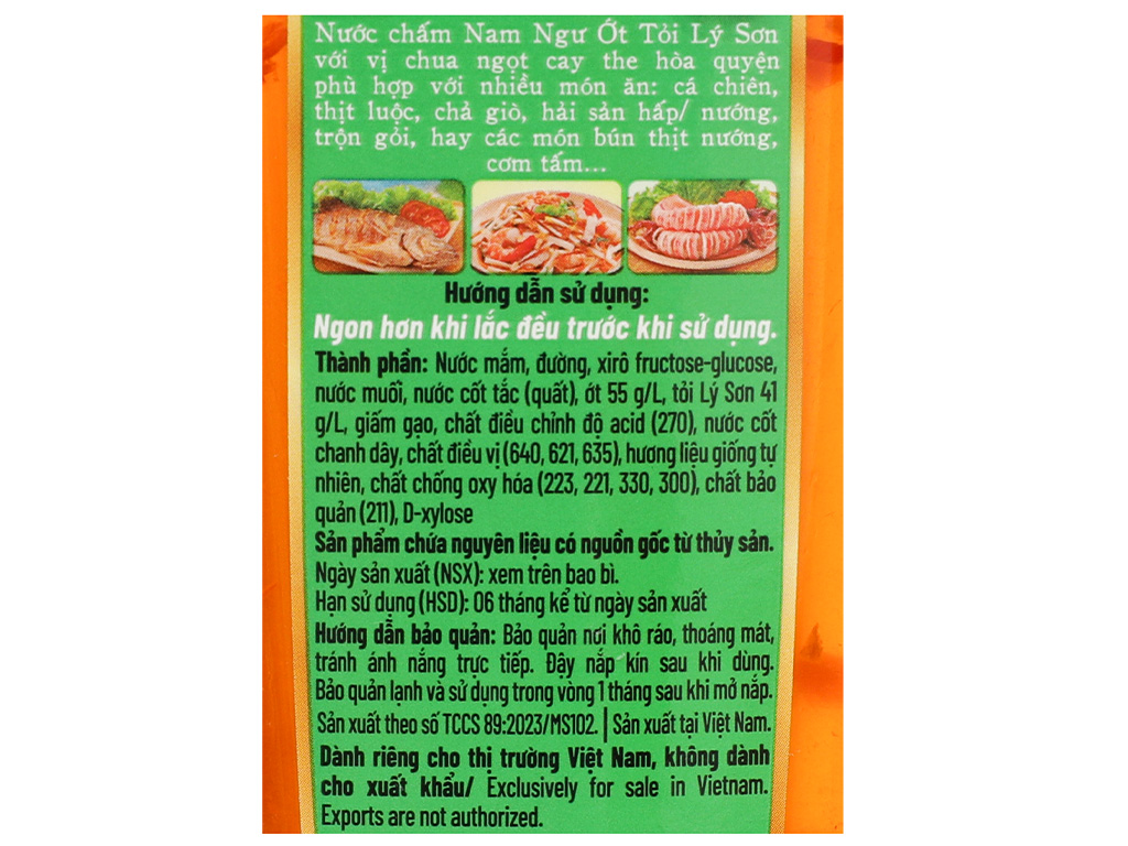 Nước chấm chua ngọt Nam Ngư ớt tỏi Lý Sơn chai 300ML