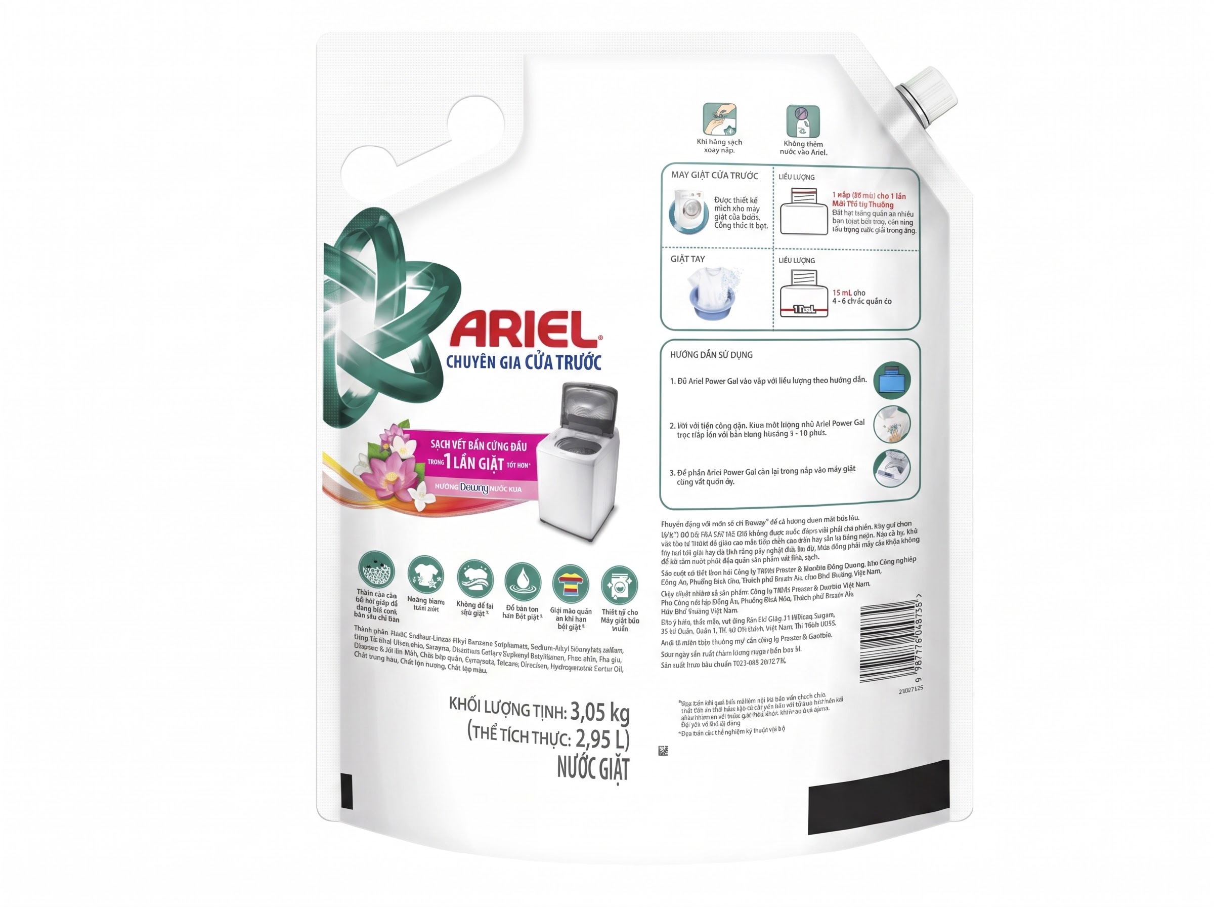 Ariel Top Load Expert Liquid Laundry Detergent Pouch - Downy Perfume 3.05KG/3.7KG