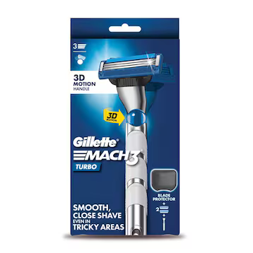 Gillette Mach3 Turbo 3D Motion Razor Set (1 Handle + 2 Cartridges + 1 Blade Protector)